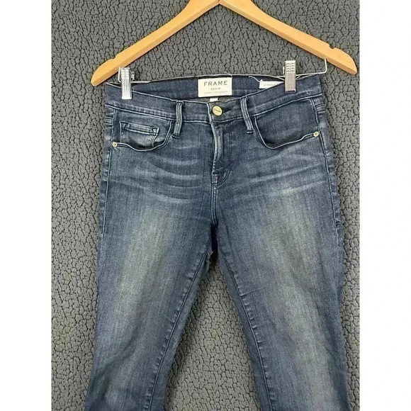 Frame Blue Denim Jeans Sz 26 Le Skinny Mid Rise Fallbrooke Cotton Blend Women's - Picture 9 of 10